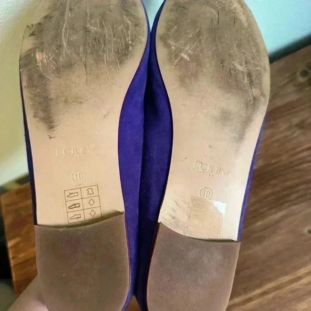 J Crew 10 Cora Purple Suede w/ Black Patent Trim Loafers Women’s Flats Shoes